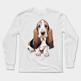 Cute Basset Hound Drawing Long Sleeve T-Shirt